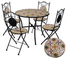 Set Tavolo e 4 Sedie da Giardino con Mosaico in Metallo Trapani