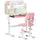 Bureau d'étude scolaire pour enfants 80x52x88-109 cm en MDF et acier rose