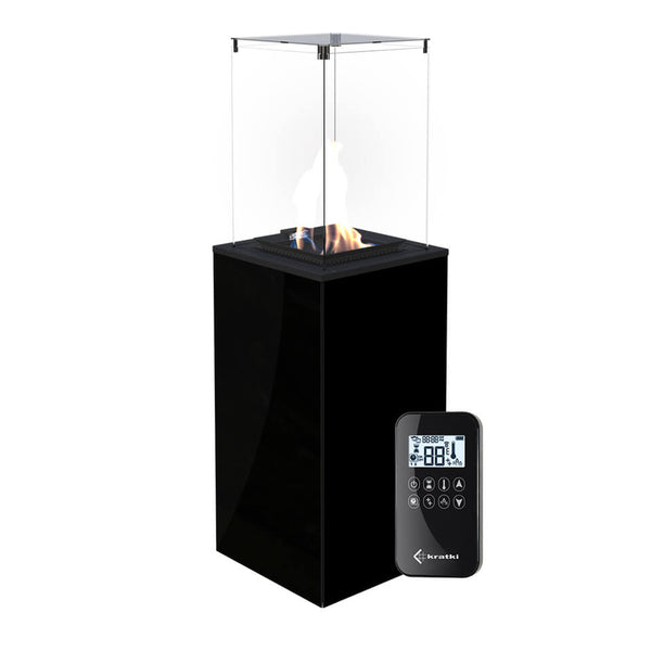 Réchaud à Gaz Extérieur 154,70x48,2x48,2cm Flig Gastonia Noir Brillant avec Télécommande et Verre acquista