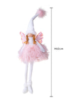 Angelo Seduto con Led H60 cm in Tessuto Rosa