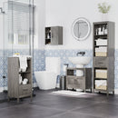 Pensile Bagno con 3 Ripiani Aperti e Armadietto 48x20x50 cm in Legno Truciolare Grigio