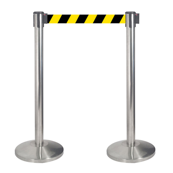 2 Tringles à Rideaux 3 mètres en Acier Inoxydable Brossé Ø36x101 cm Ruban Jaune/Noir prezzo