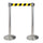 2 Tringles à Rideaux 3 mètres en Acier Inoxydable Brossé Ø36x101 cm Ruban Jaune/Noir