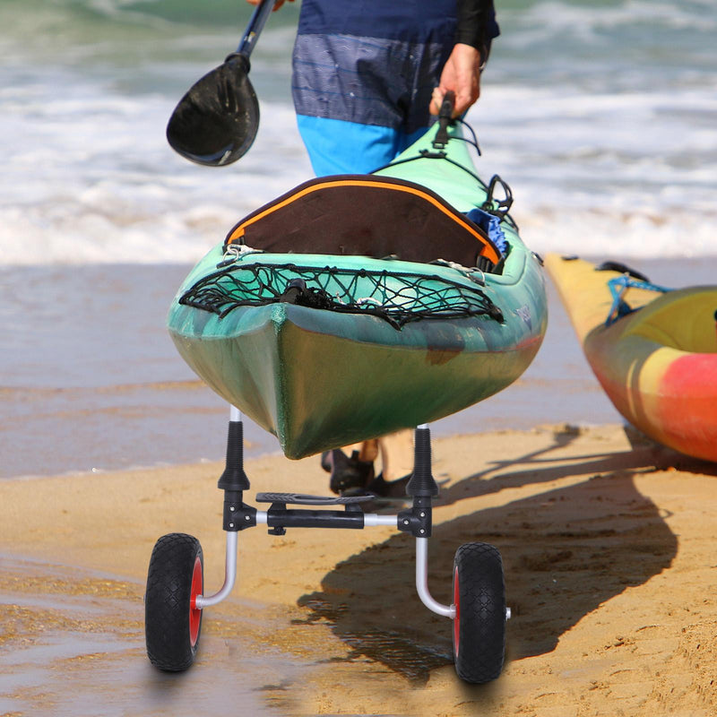 Carrello per Kayak Canoa 2 Ruote Regolabile in Alluminio 60x50 cm 