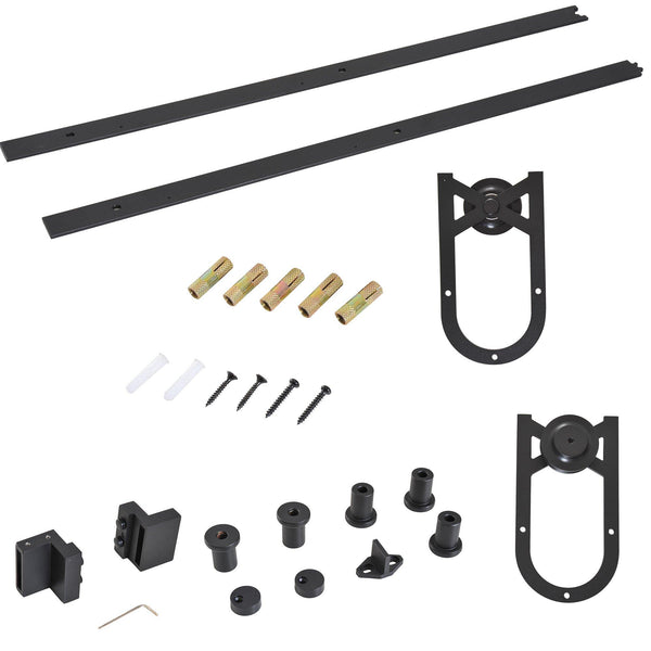online Rail pour portes coulissantes avec kit d'accessoires en acier noir 100 cm sm 110mm
