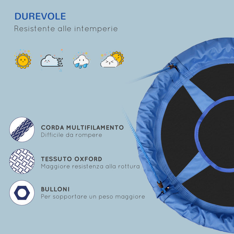 Altalena Rotonda per Bambini Interno ed Esterno 100x180 cm 