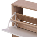 Set 3 Pezzi Scarpiera Appendiabiti Specchio da Ingresso in Legno 80x27x46.5 cm 