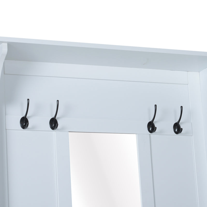 Mobile Ingresso con Appendiabiti Specchio e Scarpiera in Legno Bianco 80x40x170 cm 
