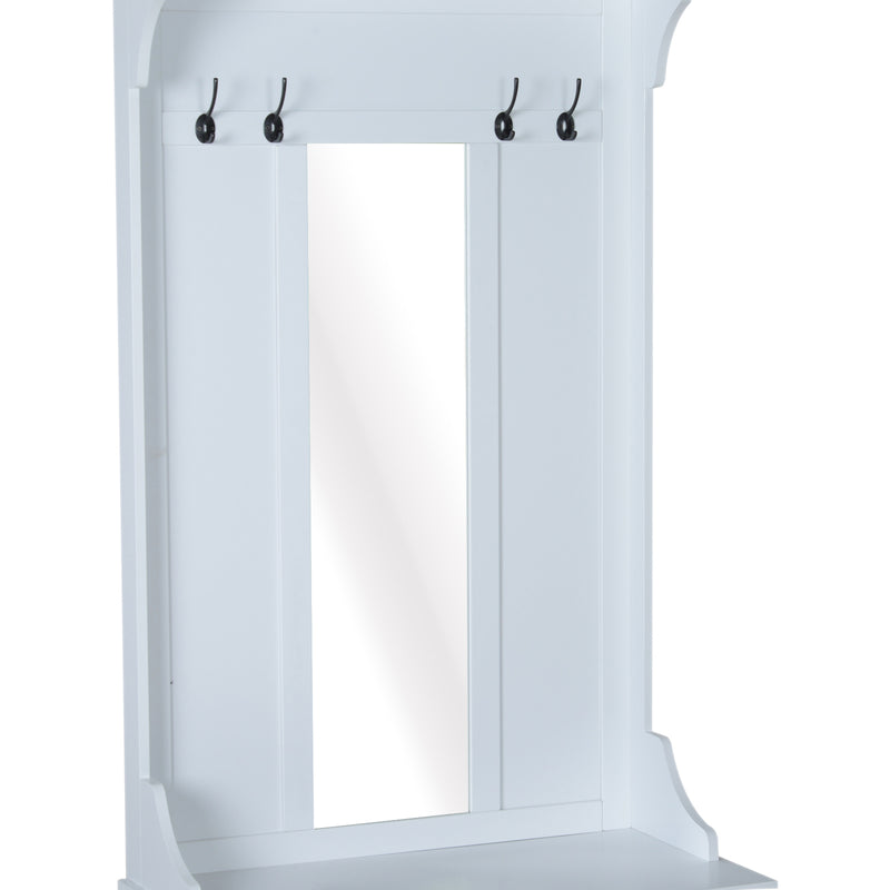 Mobile Ingresso con Appendiabiti Specchio e Scarpiera in Legno Bianco 80x40x170 cm 