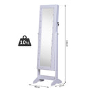 Armadio Portagioie a Specchio con 20 Luci LED Bianco 40x37x146 cm 