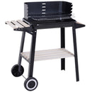 Barbecue a Carbone Carbonella Picnic Altezza Regolabile Nero 87x45x83 cm 