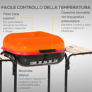 Barbecue a Carbone Carbonella con Coperchio e Ruote in Acciaio Rosso Nero 