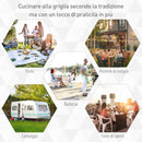 Barbecue a Carbone Carbonella con 2 Griglie Ripiano Laterale e Coperchio in Metallo Nero 