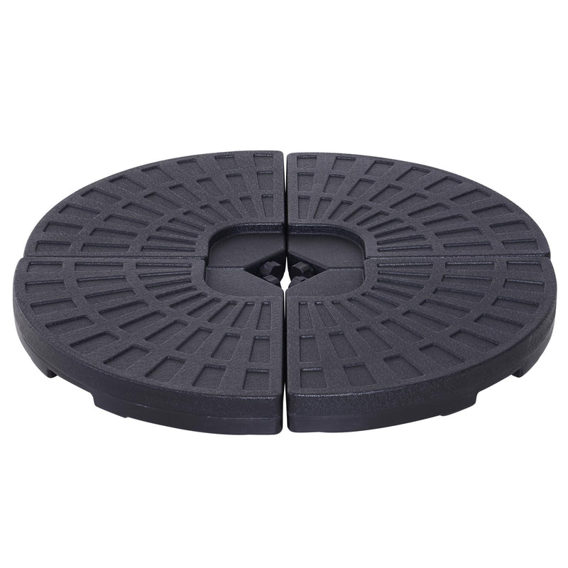Base per Ombrellone 4 Pezzi Componibili Max 17L in HDPE Nero 48x48x8 cm 