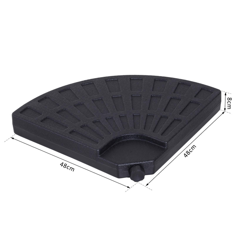 Base per Ombrellone 4 Pezzi Componibili Max 17L in HDPE Nero 48x48x8 cm 