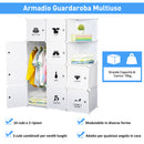 Armadio Guardaroba Modulare 10 Cubi Bianco 111x47x145 cm 