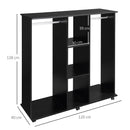 Armadio Guardaroba a 5 Ripiani con Ruote e Barre Appendiabiti in Legno e Alluminio Nero 120x40x128 cm 