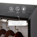 Armadio Guardaroba a 5 Ripiani con Ruote e Barre Appendiabiti in Legno e Alluminio Nero 120x40x128 cm 