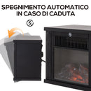 Camino Elettrico da Terra Effetto Fiamma 600W/1200W Nero 
