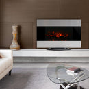 Camino Elettrico da Parete o Terra Effetto Fiamma 1000W/2000W Inox e Nero 