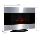 Camino Elettrico da Parete o Terra Effetto Fiamma 1000W/2000W Inox e Nero 