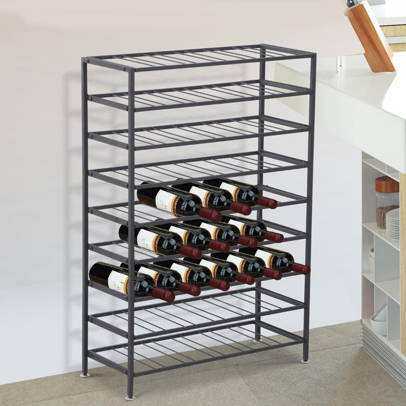 Scaffale Portabottiglie Cantina Vini in Metallo Nero 63x25x91 cm 