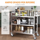 Carrello Portavivande da Cucina 3 Ripiani in Acciaio Inox 85x45x90 cm