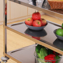 Carrello Portavivande da Cucina 3 Ripiani in Acciaio Inox 85x45x90 cm