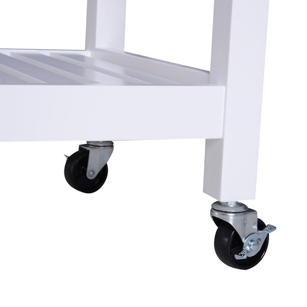 Chariot de cuisine peu encombrant avec 2 étagères avec tiroir en bois blanc 64x39x84,5 cm sconto