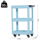 Carrello in Acciaio 3 Ripiani Azzuro 43.5x28x78 cm 