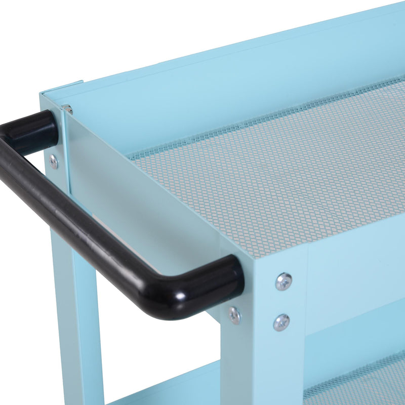 Carrello in Acciaio 3 Ripiani Azzuro 43.5x28x78 cm 