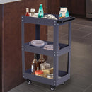 Carrello in Acciaio 3 Ripiani Nero 43.5x28x78 cm 