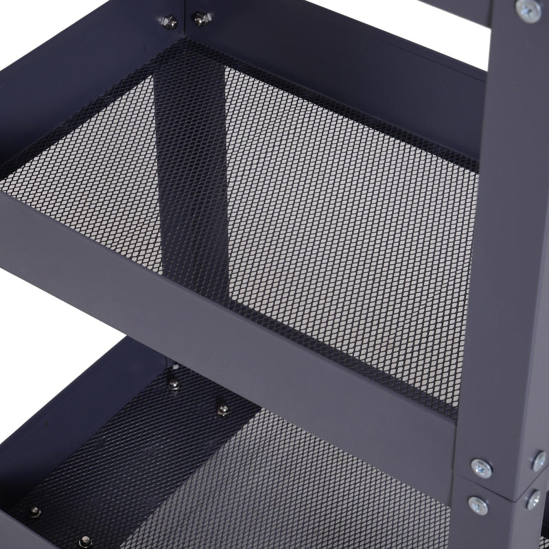 Carrello in Acciaio 3 Ripiani Nero 43.5x28x78 cm 