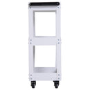 Carrello in Acciaio 3 Ripiani Bianco 43.5x28x78 cm 