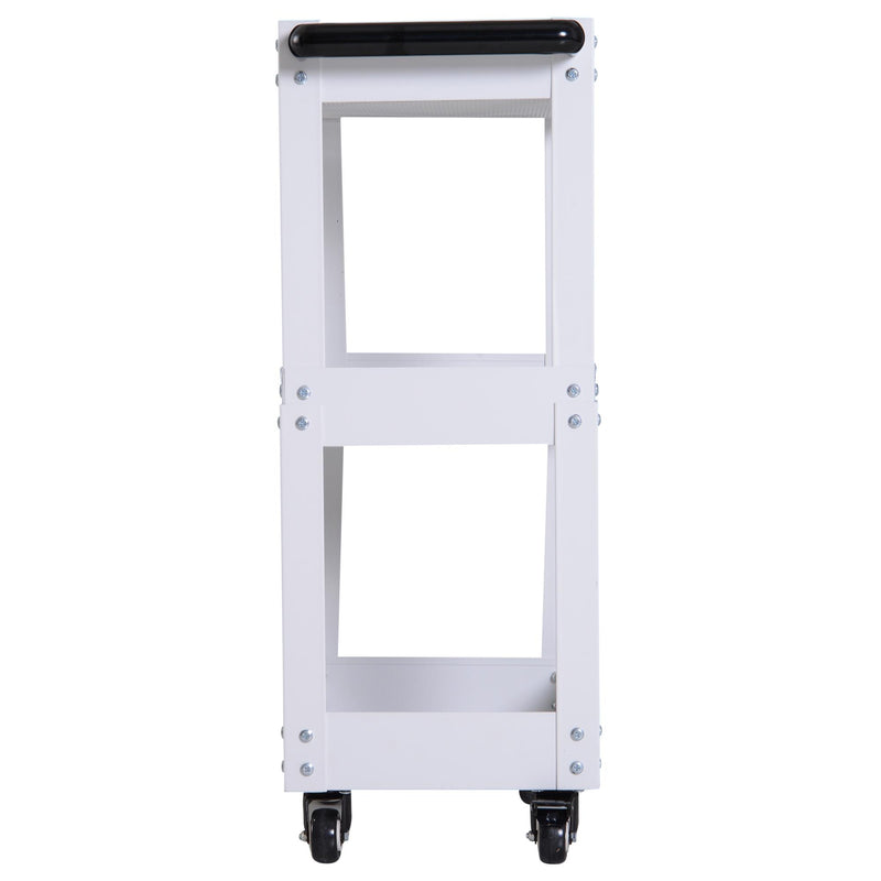 Carrello in Acciaio 3 Ripiani Bianco 43.5x28x78 cm 