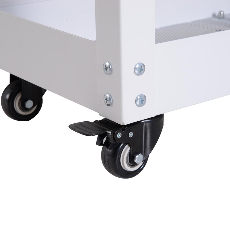 Carrello in Acciaio 3 Ripiani Bianco 43.5x28x78 cm 