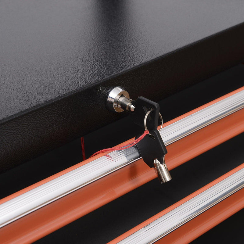 Carrello Porta Utensili Attrezzi con Cassettiera Nero e Arancione 61.5x33x76 cm 