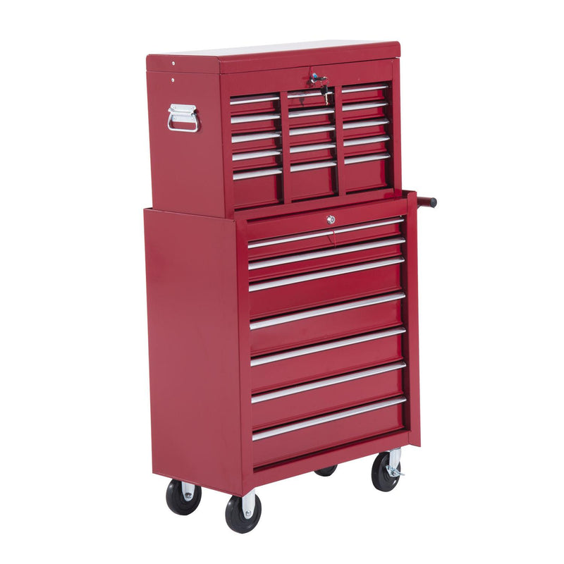 Carrello da Officina Portautensili Attrezzi con Cassettiera Rosso 61.5x33x113 cm 