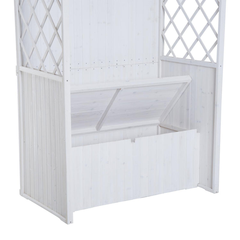 Casetta Box da Giardino in Legno Bianco 141x76x225 cm 