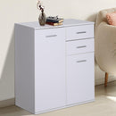 Mobiletto Cassettiera 2 Cassetti 2 Ante con Ripiano Regolabile in Legno Bianco 71x35x76 cm 