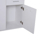 Armadietto con 3 Ante e 2 Cassetti in Legno Truciolato Bianco 106x35x76 cm 