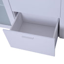 Mobile Cassettiera in Legno e Vetro Bianco 150x40x116.5 cm 