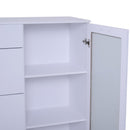 Mobile Cassettiera in Legno e Vetro Bianco 150x40x116.5 cm 