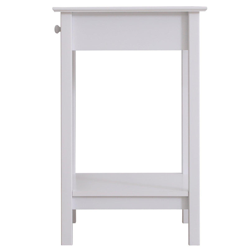 Comodino con Cassetto per Salotto Bagno Camera in Legno Bianco 39x39x61 cm 
