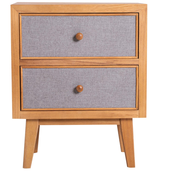 Table de Chevet en Bois 2 Tiroirs Bois et Gris 44x30x55 cm sconto