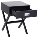 Comodino Stile Industrial con Cassetto in Legno Nero 40x40x55 cm 