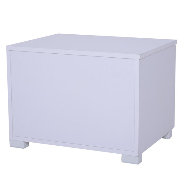 Table de Chevet Moderne en Bois et Verre 2 Tiroirs avec Poignée Blanche 50x40x36,5 cm online