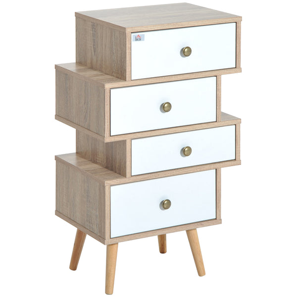 Commode en bois de style nordique bois et blanc 47x29,5x81 cm sconto