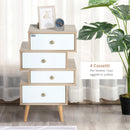 Cassettiera in Legno Stile Nordico Legno e Bianco 47x29.5x81 cm 