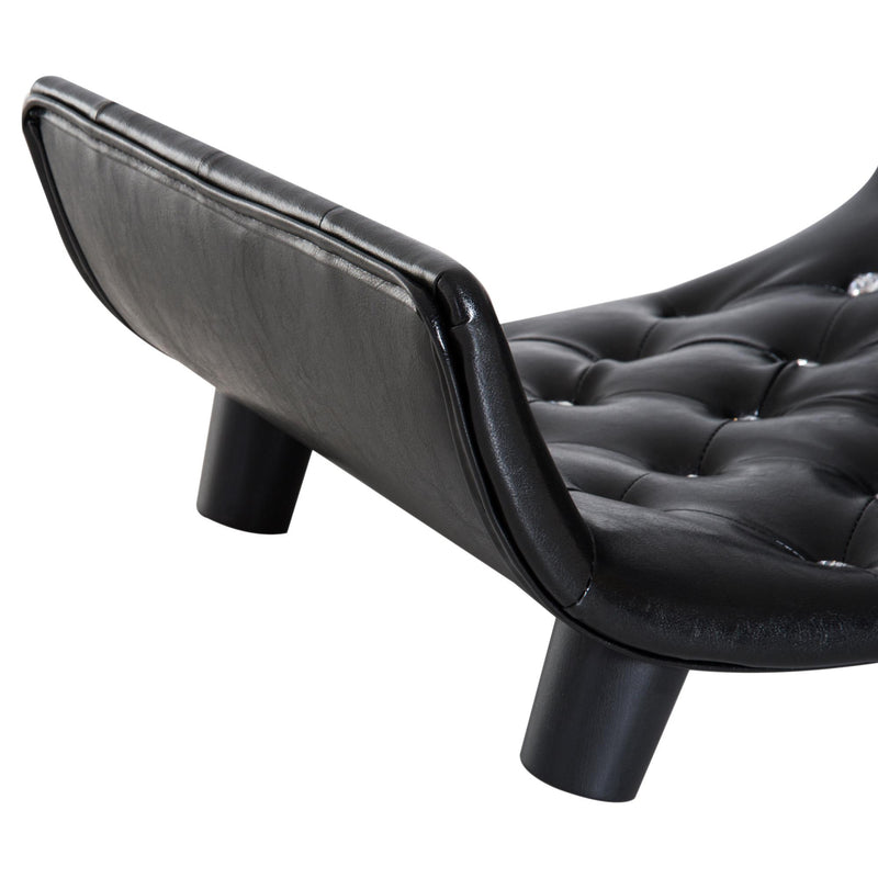 Divanetto Cuccia per Cani e Gatti in Similpelle e Legno Nero 58x43x25 cm 